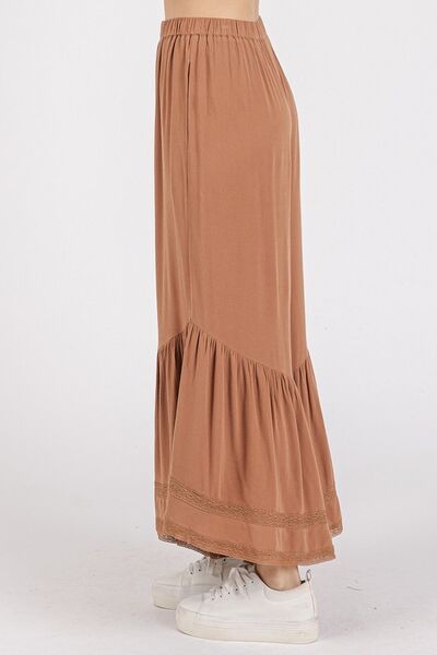 Mittoshop - Ruffle Hem Wide Leg Pants in Caramel