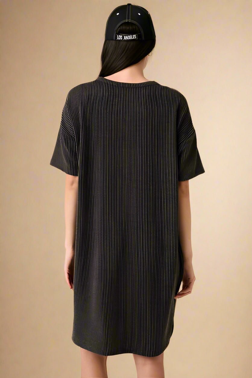 Mittoshop - Short Sleeve Mini Tee Dress in Charcoal