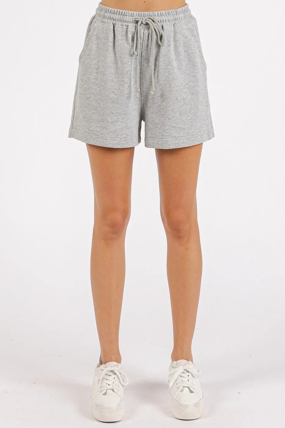 Mittoshop - Sleeveless Sweatshirt & Drawstring Shorts Set in Heather Gray