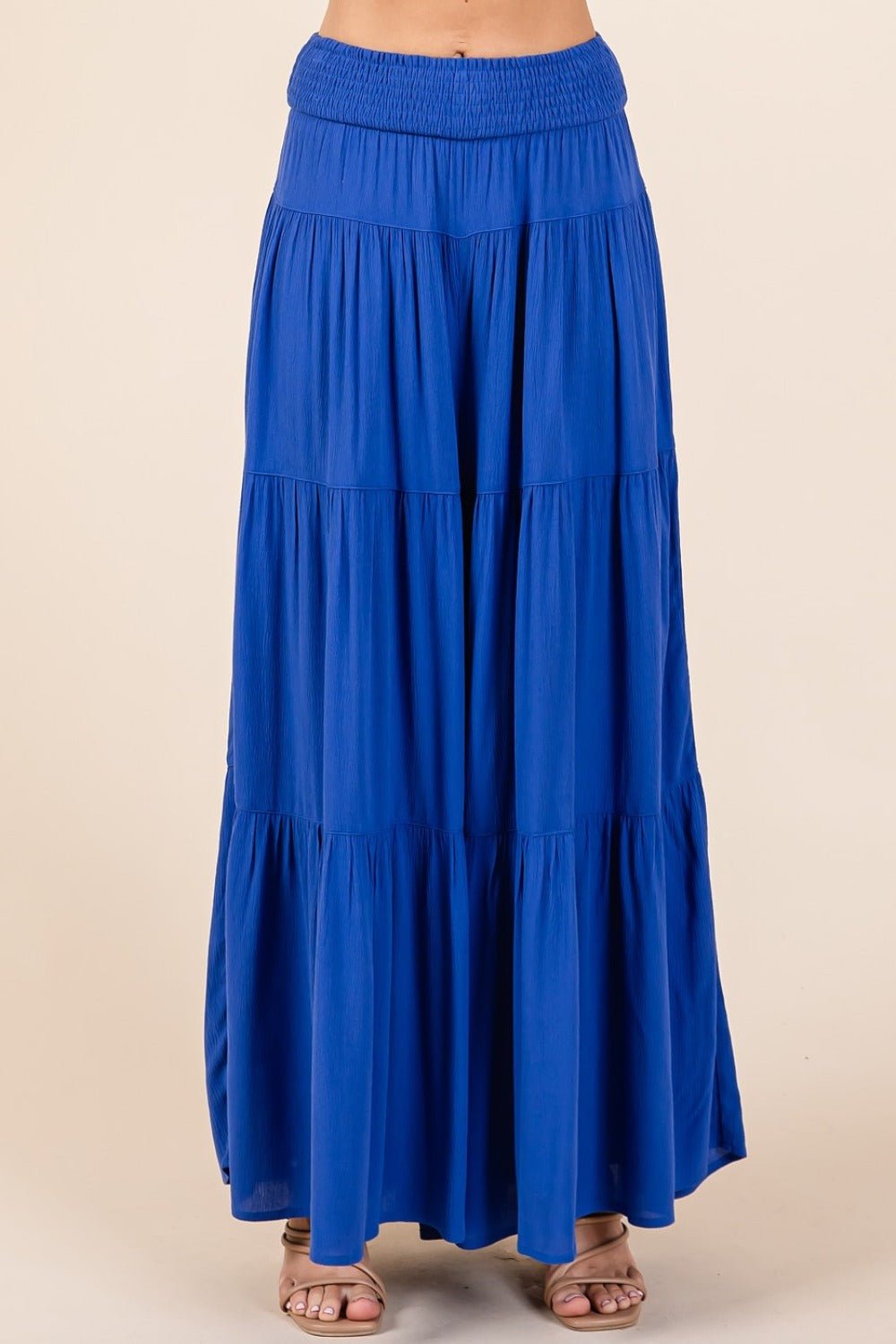 Mittoshop - Smocked Waist Wide Leg Pants in Cobalt