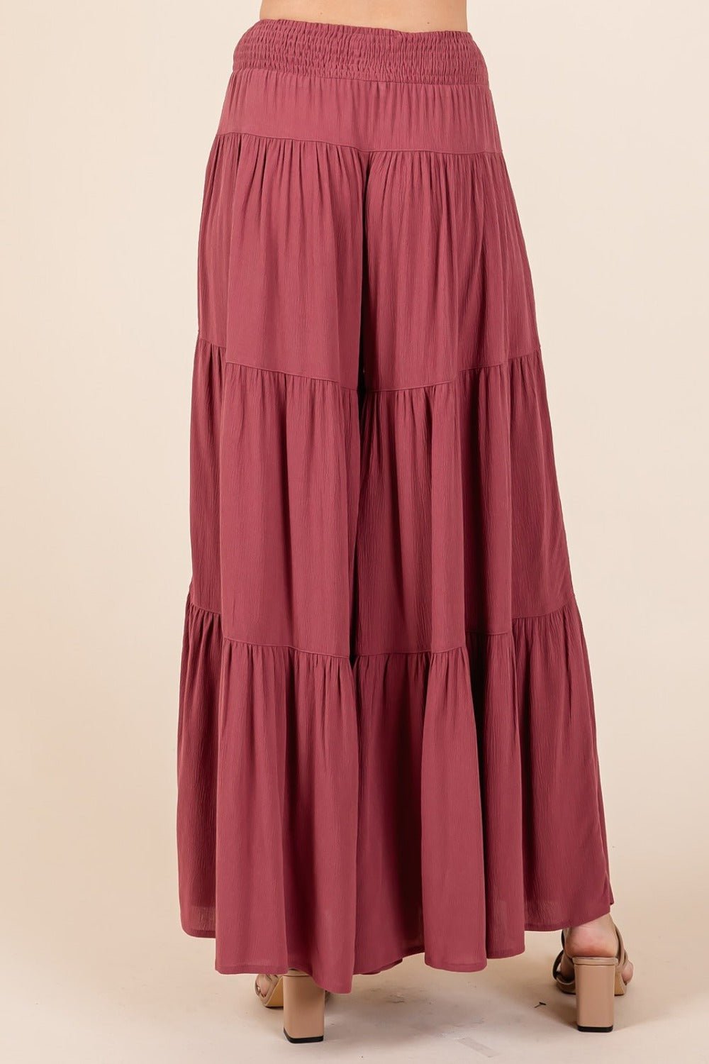 Mittoshop - Smocked Waist Wide Leg Pants in Sienna