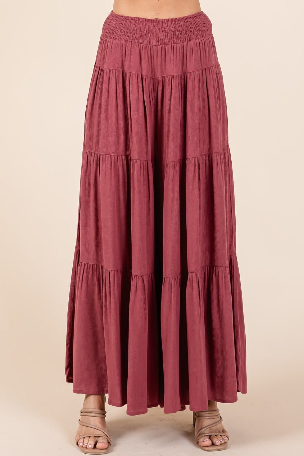 Mittoshop - Smocked Waist Wide Leg Pants in Sienna