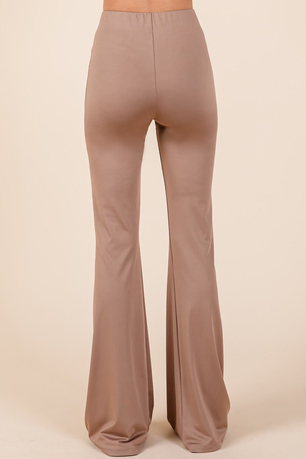 Mittoshop - Stretchy Soft Elastic Waist Flare Pants in Mocha