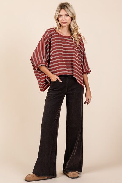 Mittoshop - Striped Dolman Sleeve Top in Rust