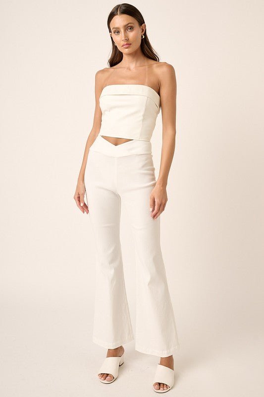 Mittoshop - Surplice V - Waist Flare Pants in Ivory