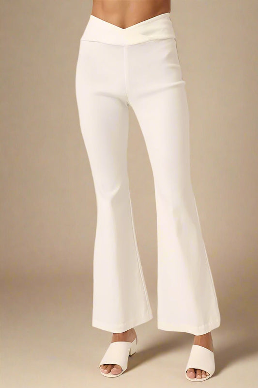 Mittoshop - Surplice V - Waist Flare Pants in Ivory