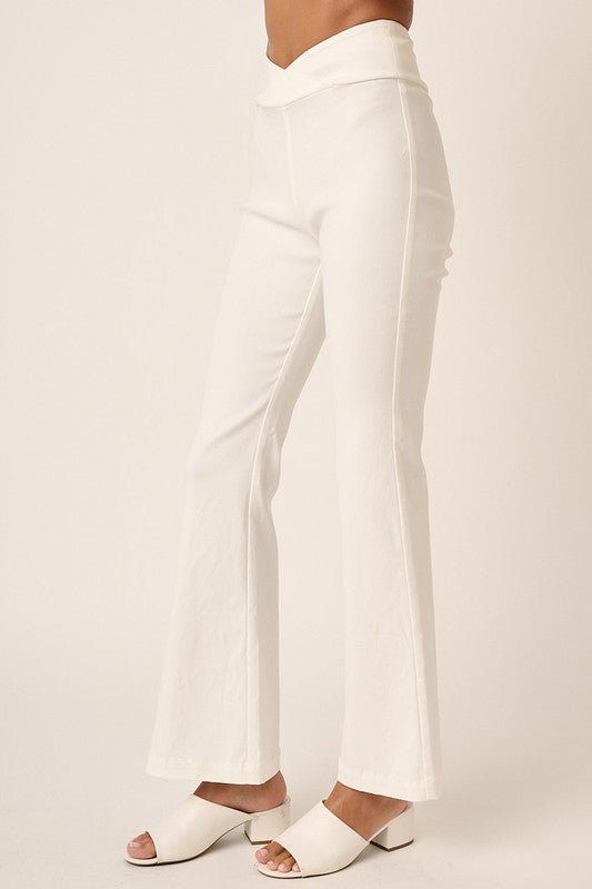 Mittoshop - Surplice V - Waist Flare Pants in Ivory