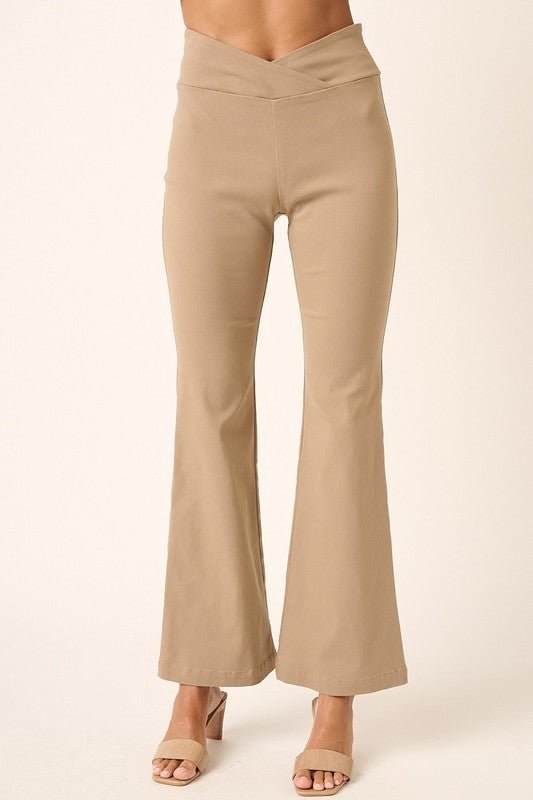 Mittoshop - Surplice V - Waist Flare Pants in Mocha