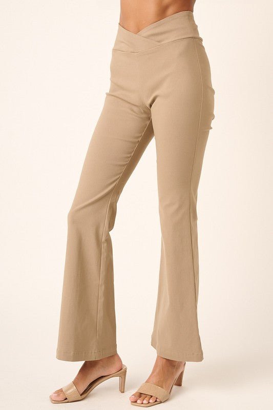 Mittoshop - Surplice V - Waist Flare Pants in Mocha