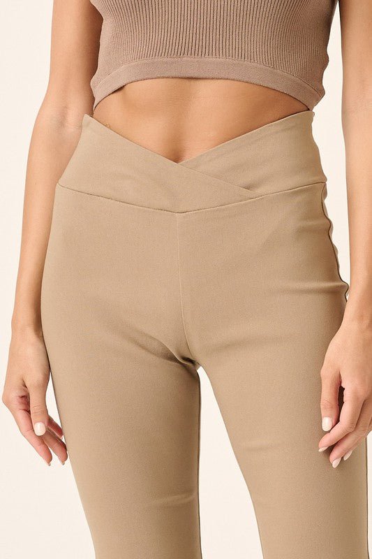 Mittoshop - Surplice V - Waist Flare Pants in Mocha