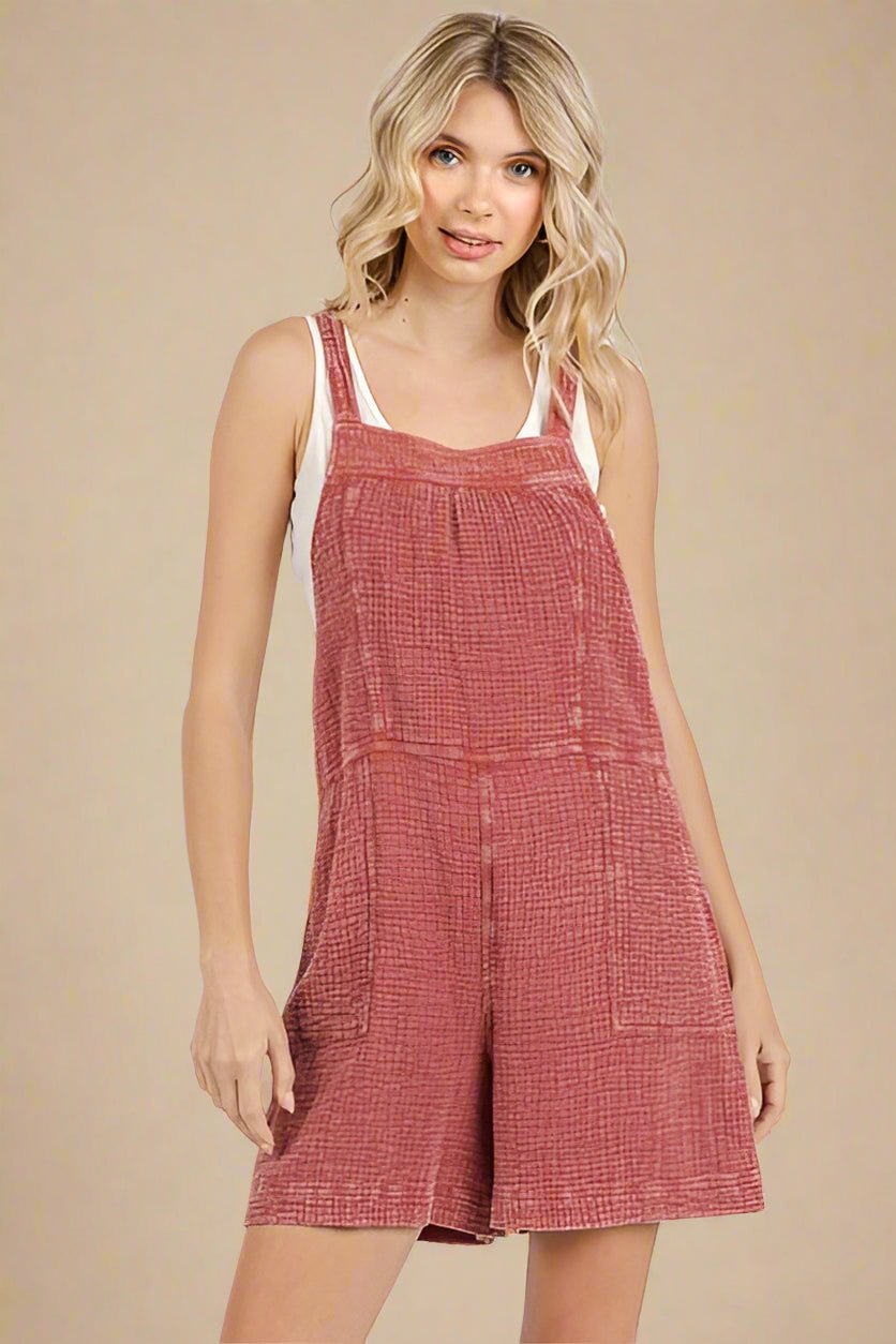 Mittoshop - Tie Back Cotton Shortalls in Dark Mauve