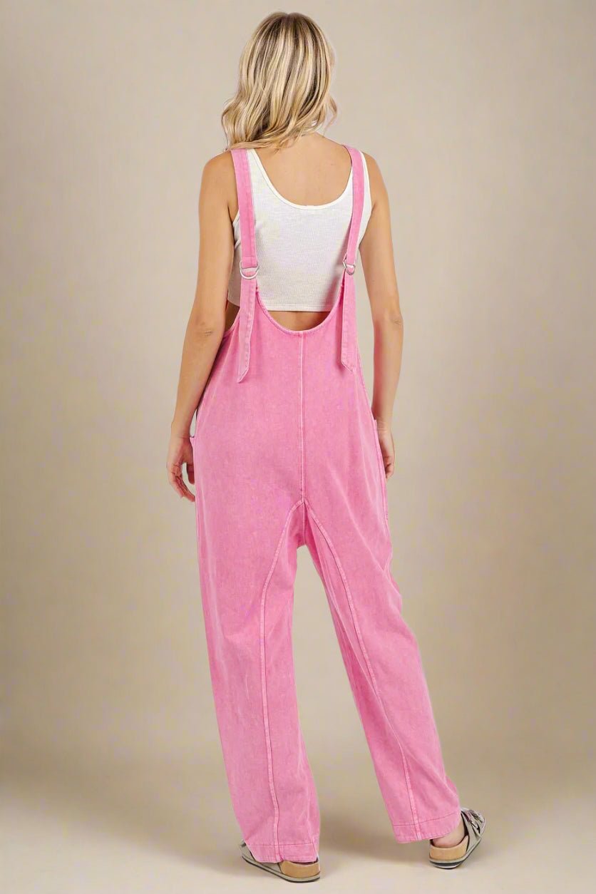 Mittoshop - Washed Cotton Overalls in Bubblegum Pink