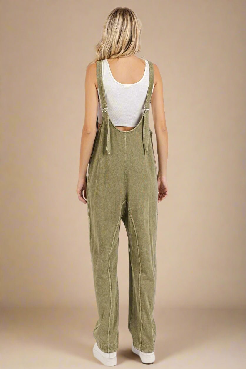 Mittoshop - Washed Cotton Overalls in Olive Green