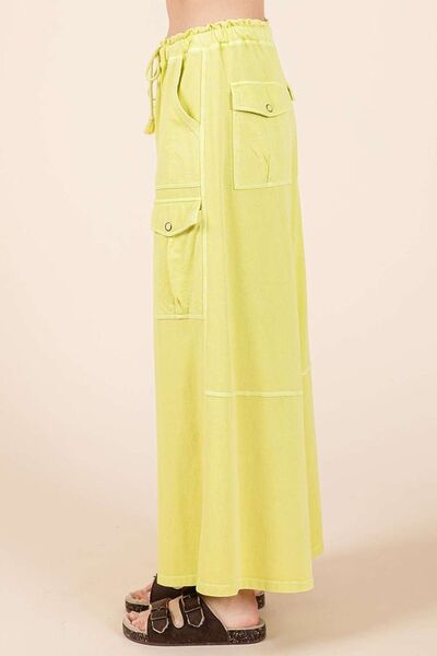 Mittoshop - Yellow French Terry Wide Leg Cargo Pants