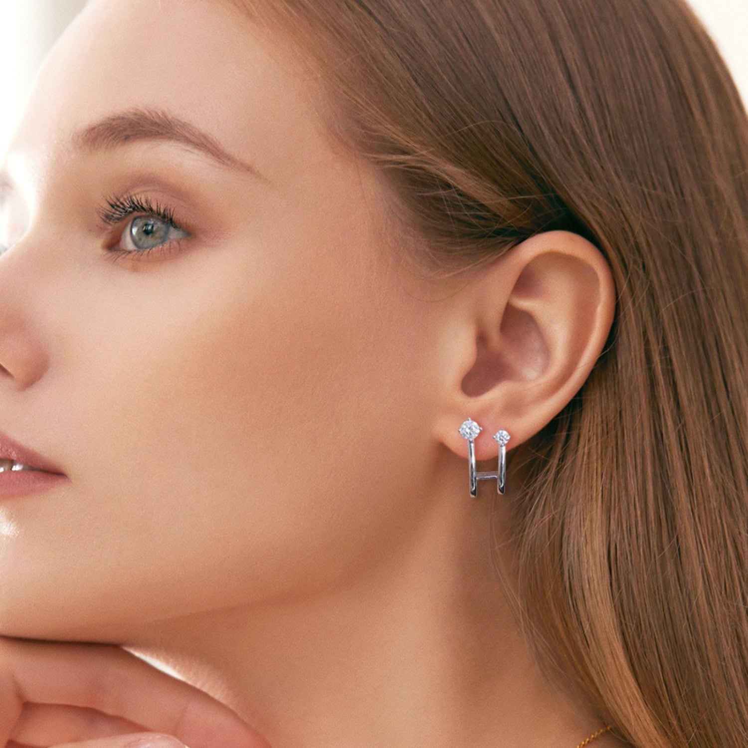 Moissanite Double C-Hoop EarringsEarringsBeach Rose Co.