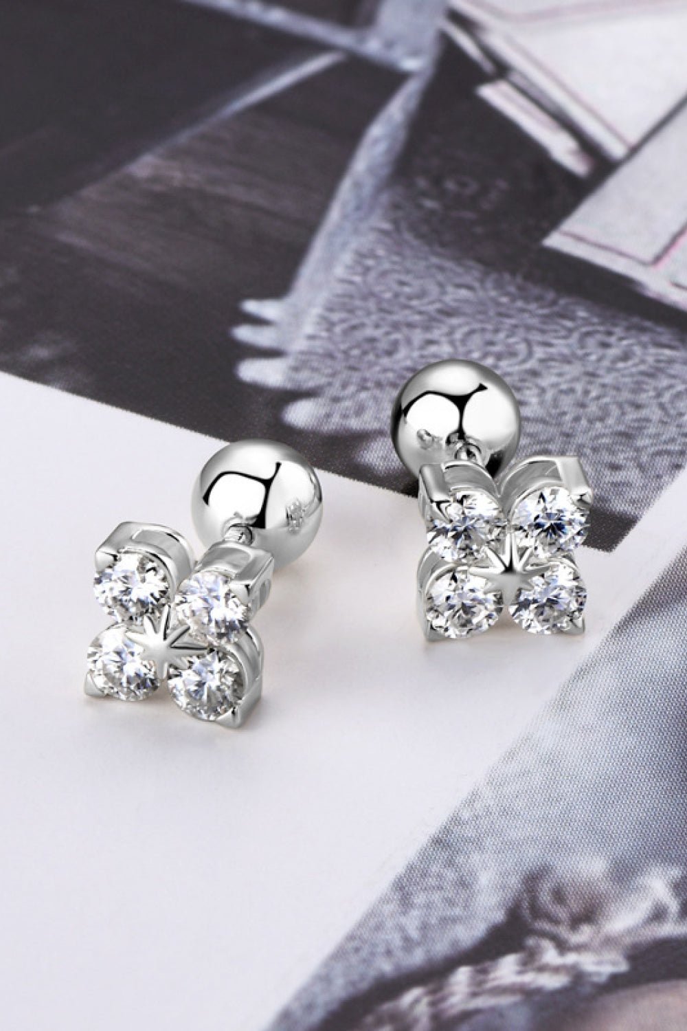 Moissanite Four-Leaf Clover Stud EarringsEarringsBeach Rose Co.