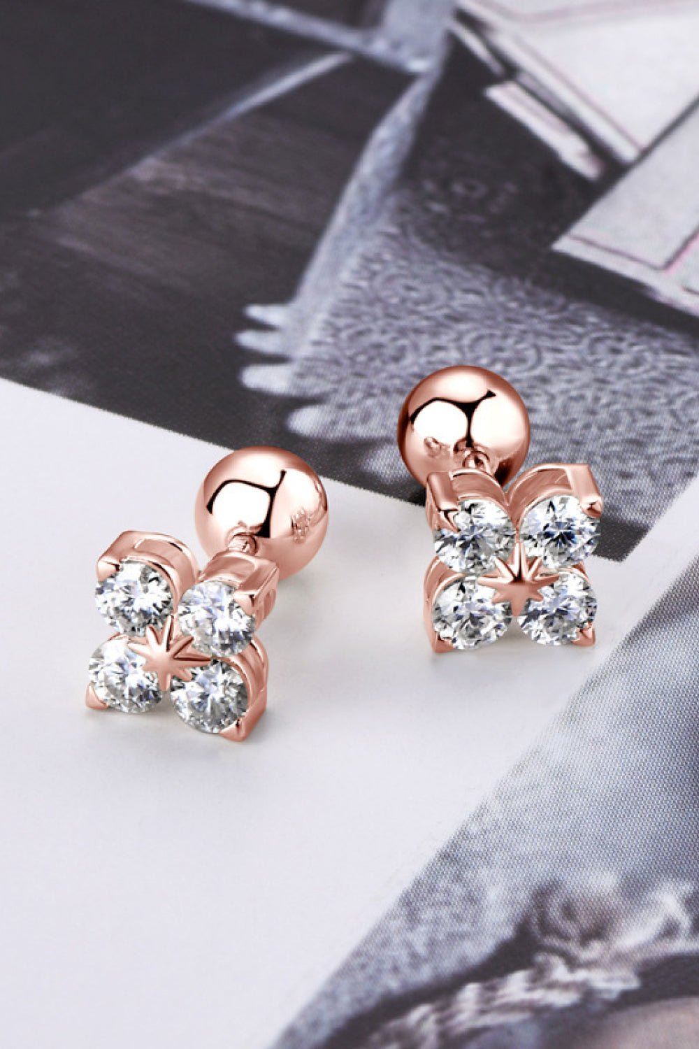 Moissanite Four-Leaf Clover Stud EarringsEarringsBeach Rose Co.