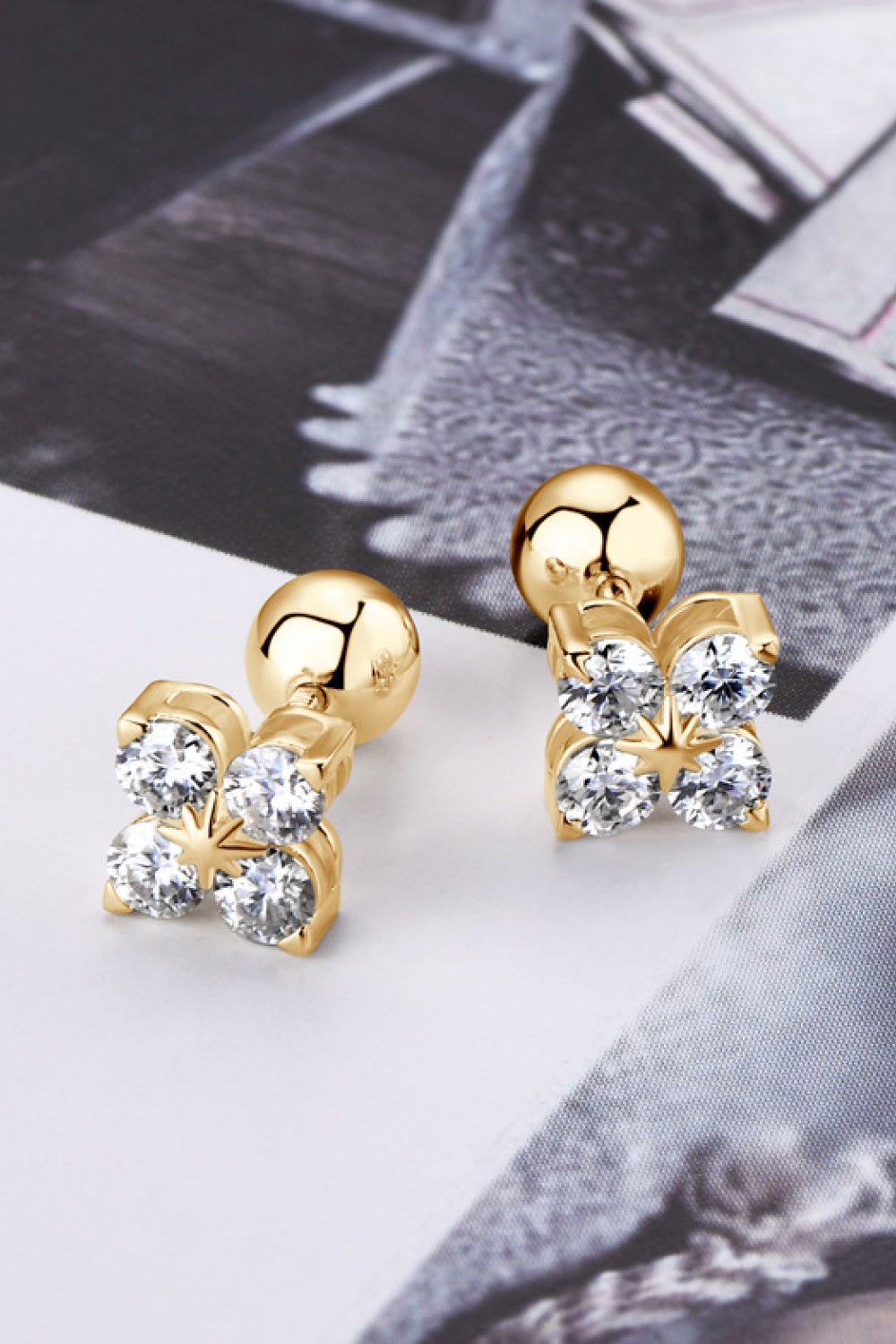 Moissanite Four-Leaf Clover Stud EarringsEarringsBeach Rose Co.