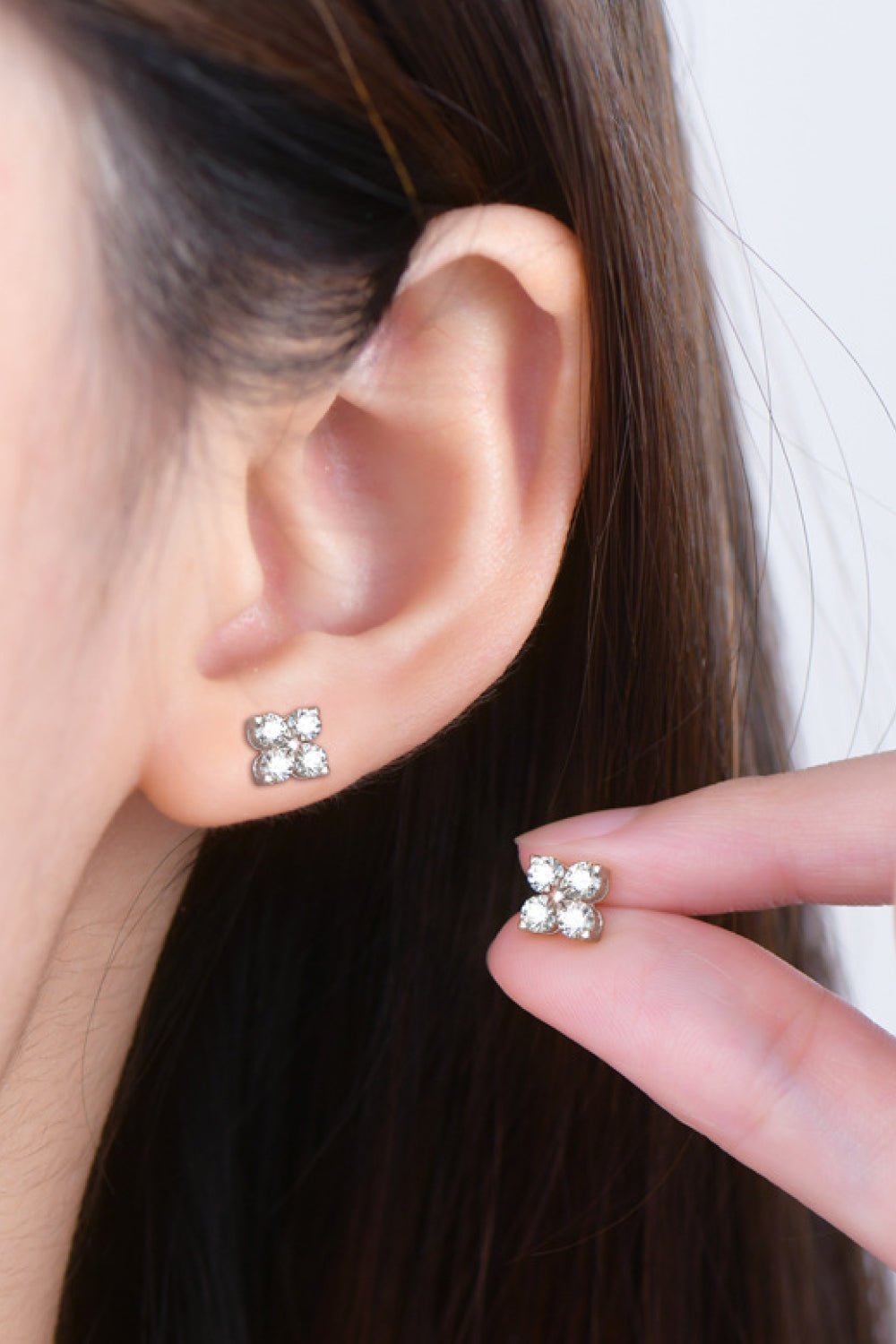 Moissanite Four-Leaf Clover Stud EarringsEarringsBeach Rose Co.