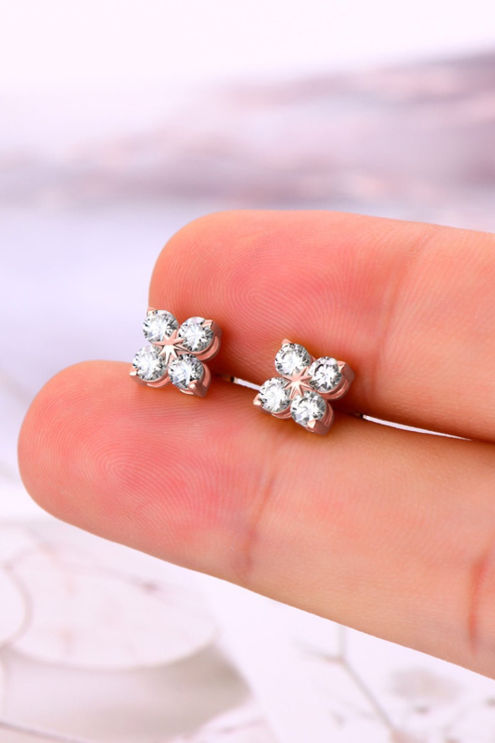 Moissanite Four-Leaf Clover Stud EarringsEarringsBeach Rose Co.