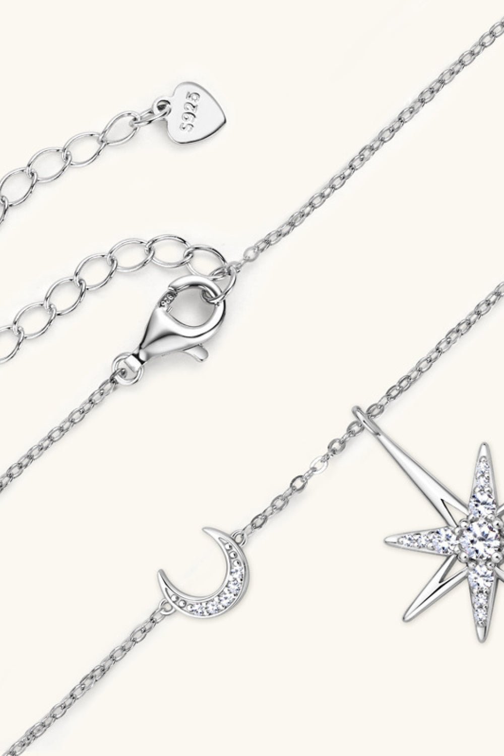 Moissanite North Star & Crescent Moon NecklaceNecklaceBeach Rose Co.