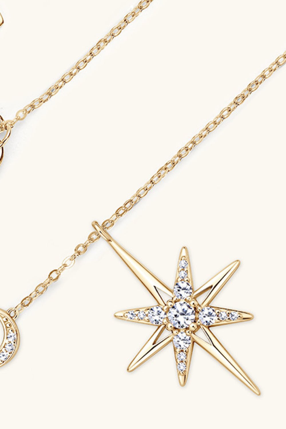 Moissanite North Star & Crescent Moon NecklaceNecklaceBeach Rose Co.