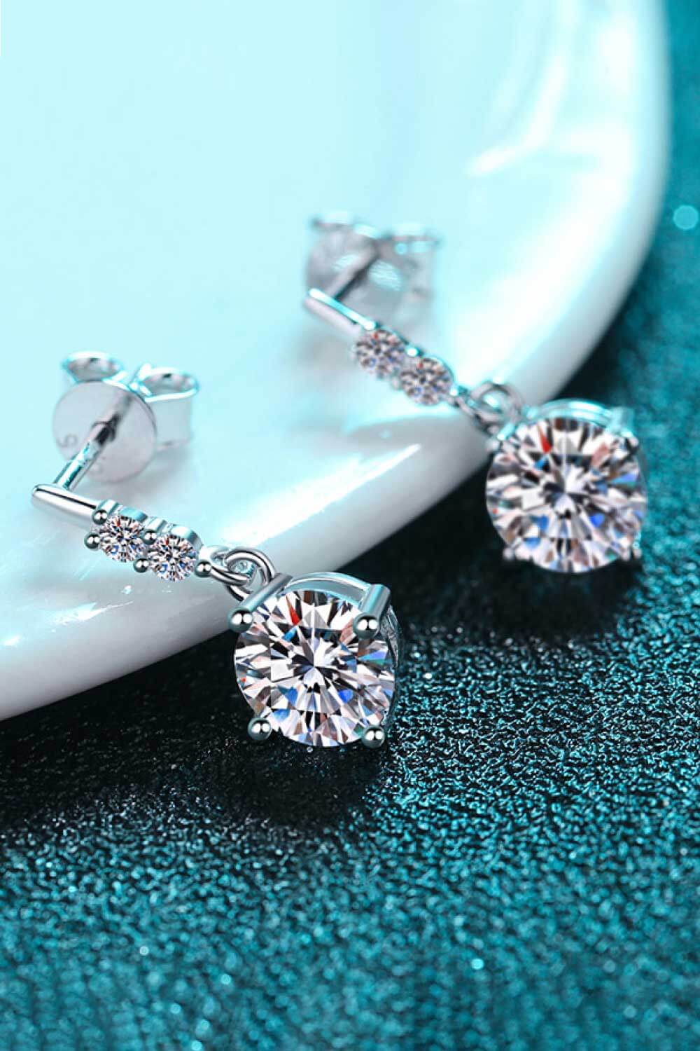 Moissanite Silver Drop EarringsEarringsBeach Rose Co.