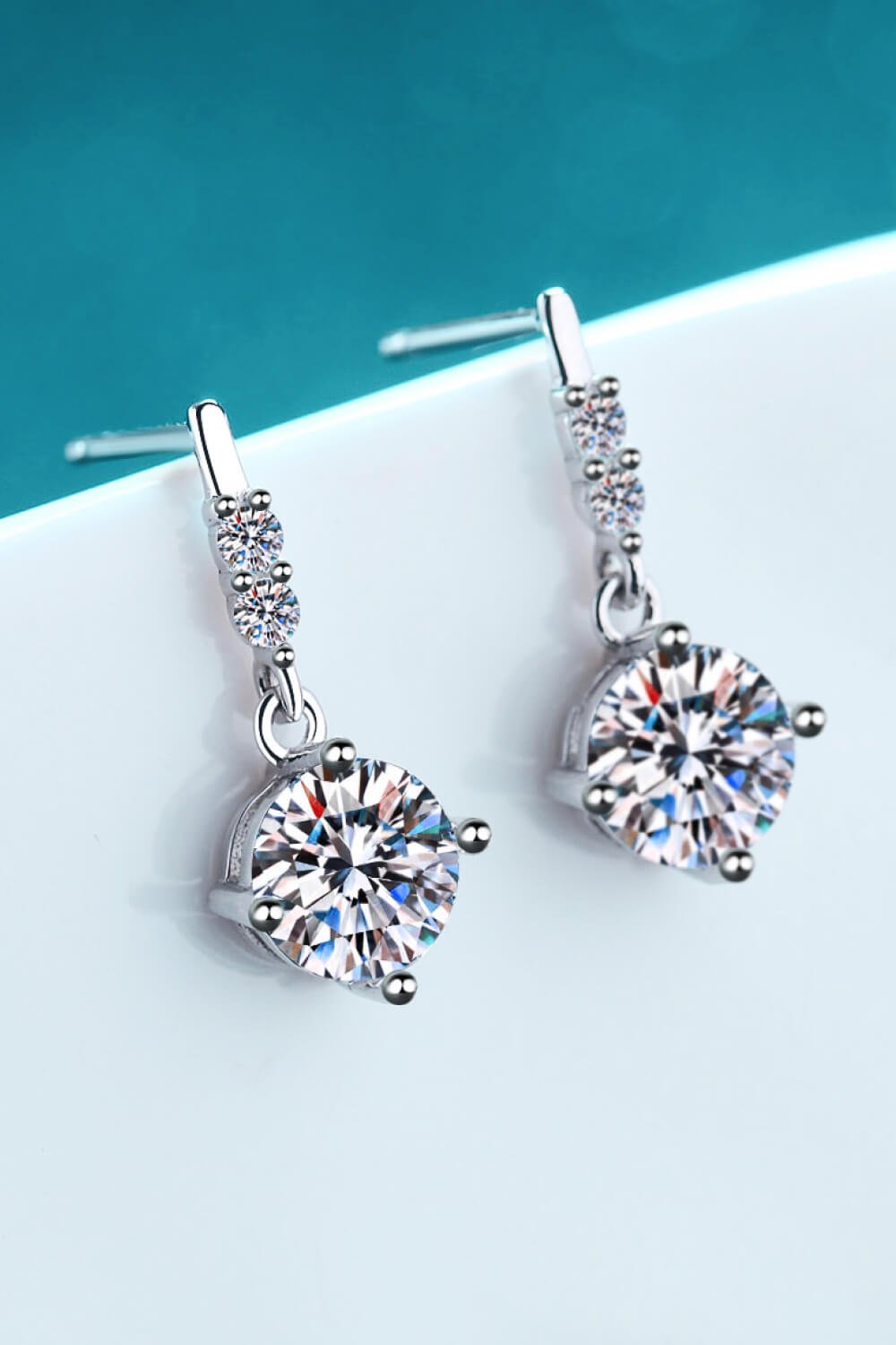 Moissanite Silver Drop EarringsEarringsBeach Rose Co.