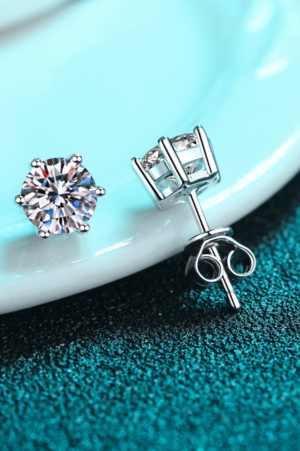 Moissanite Solitaire Silver Stud EarringsEarringsAdored