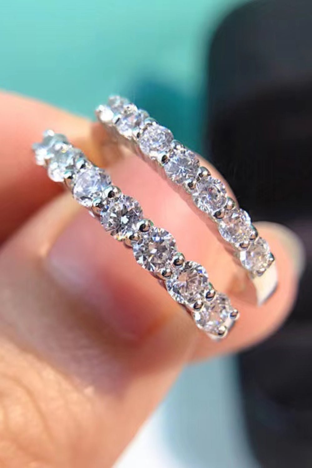 Moissanite & Zircon Silver Band RingRingBeach Rose Co.