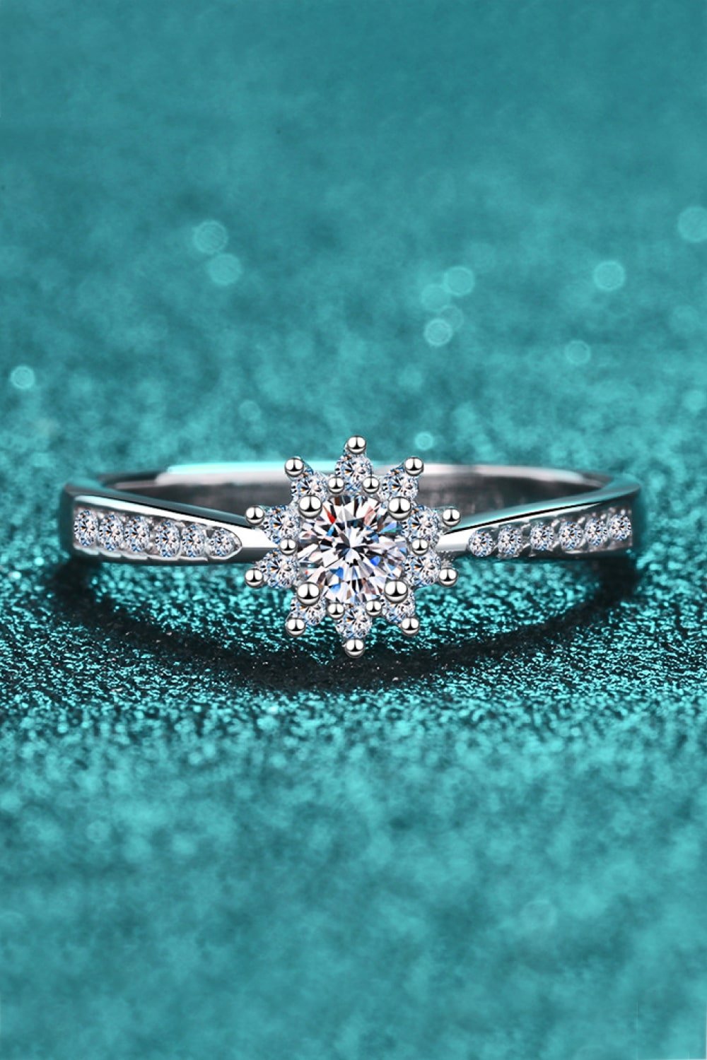 Moissanite & Zircon Silver Snowflake RingRingBeach Rose Co.