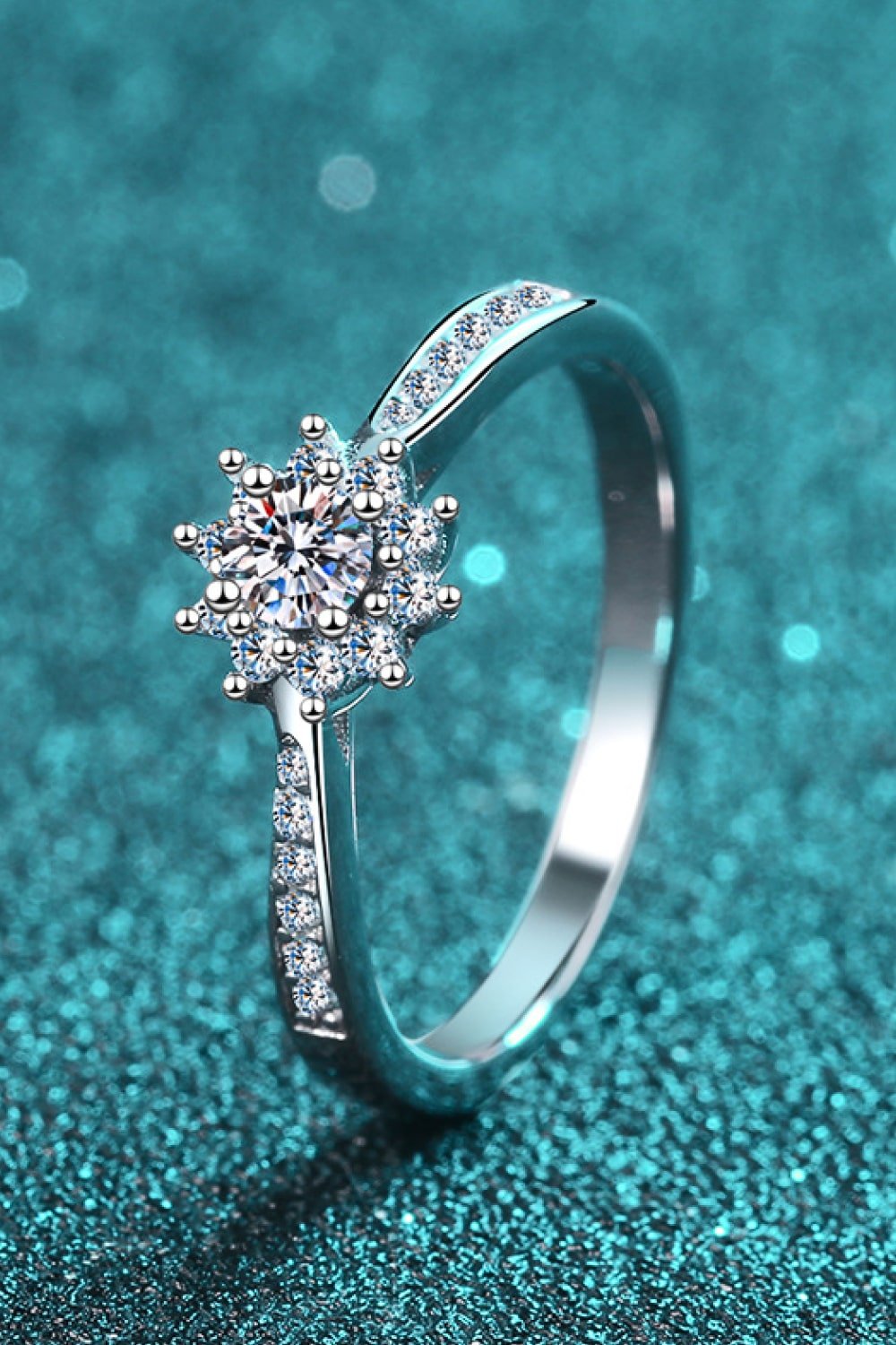 Moissanite & Zircon Silver Snowflake RingRingBeach Rose Co.