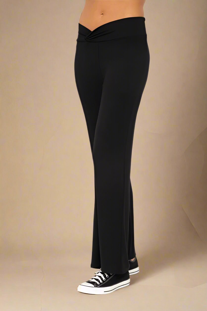 Mono B - Black V - Waist Flare Leg Pants