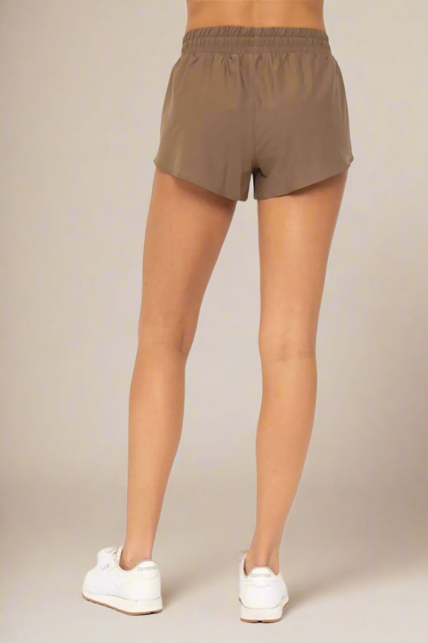 Mono B - Drawstring Active Shorts in Mocha Brown