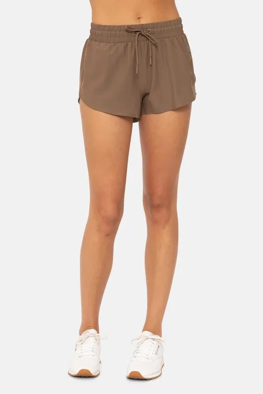 Mono B - Drawstring Active Shorts in Mocha Brown