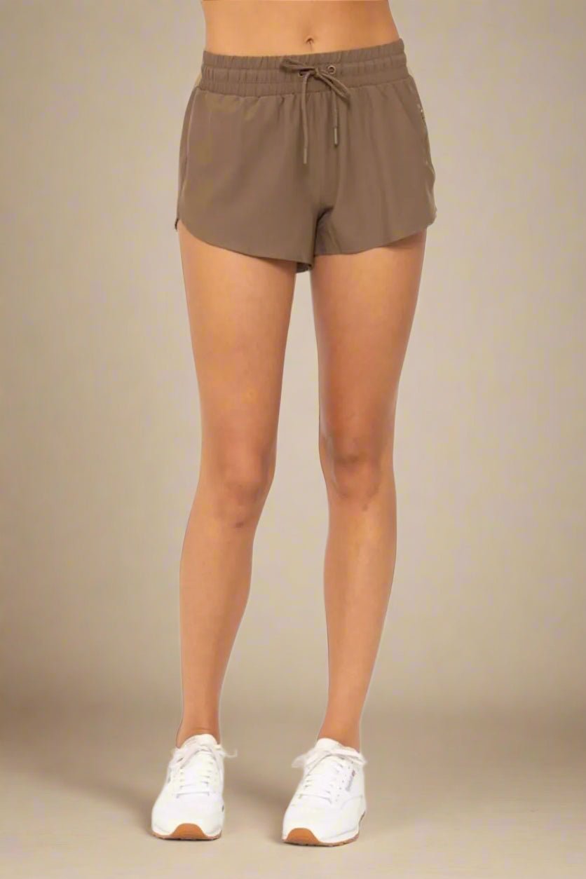 Mono B - Drawstring Active Shorts in Mocha Brown
