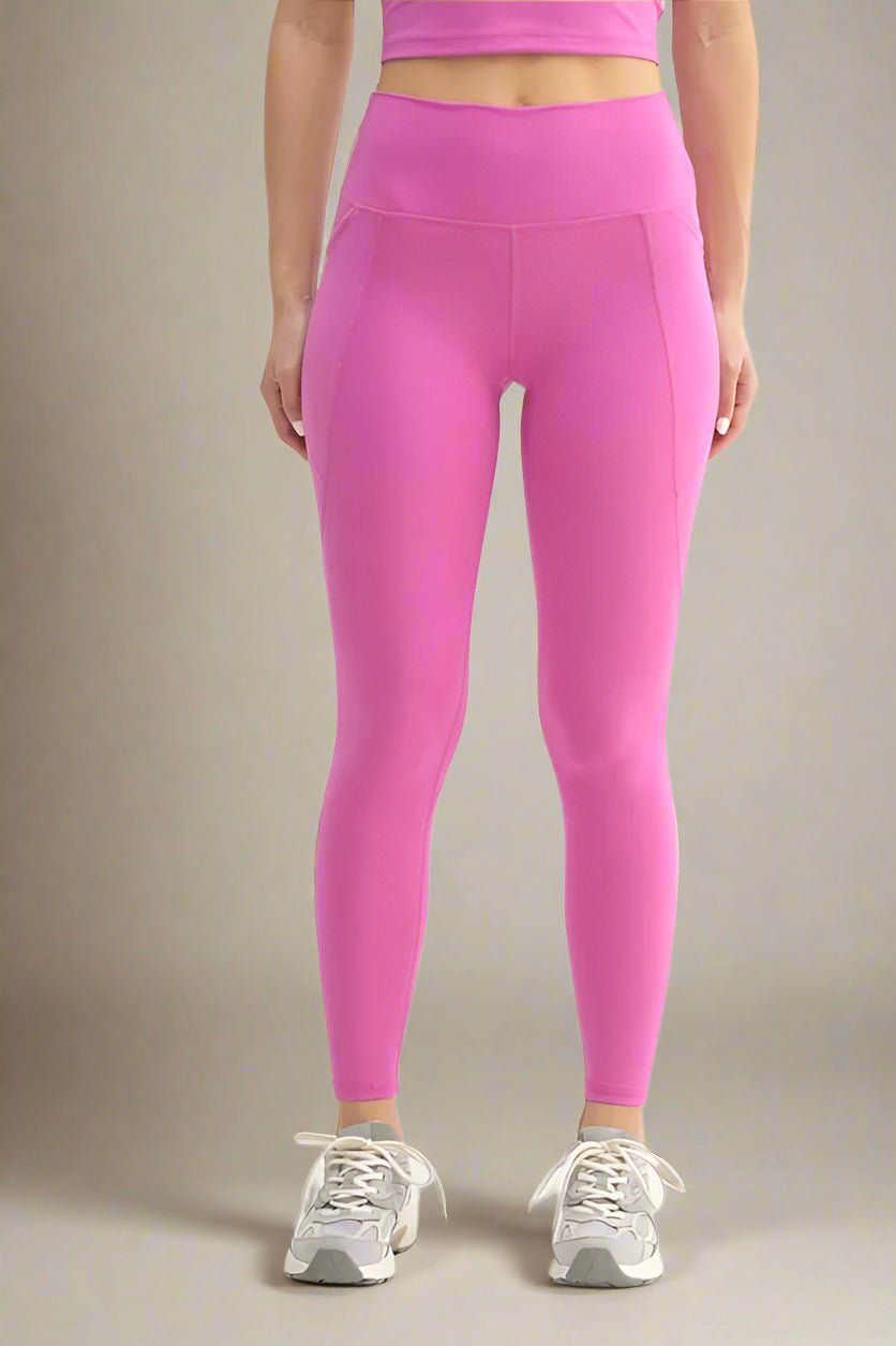 Mono B - High Waist Active Leggings in Berry Pink