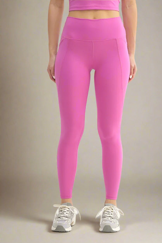 Mono B - High Waist Active Leggings in Berry Pink