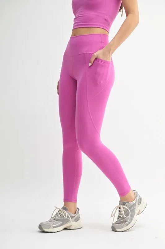 Mono B - High Waist Active Leggings in Berry Pink