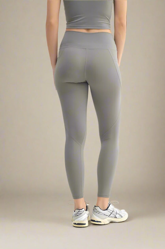 Mono B - High Waist Active Leggings in Smoky Taupe