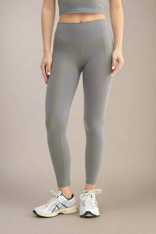 Mono B - High Waist Active Leggings in Smoky Taupe