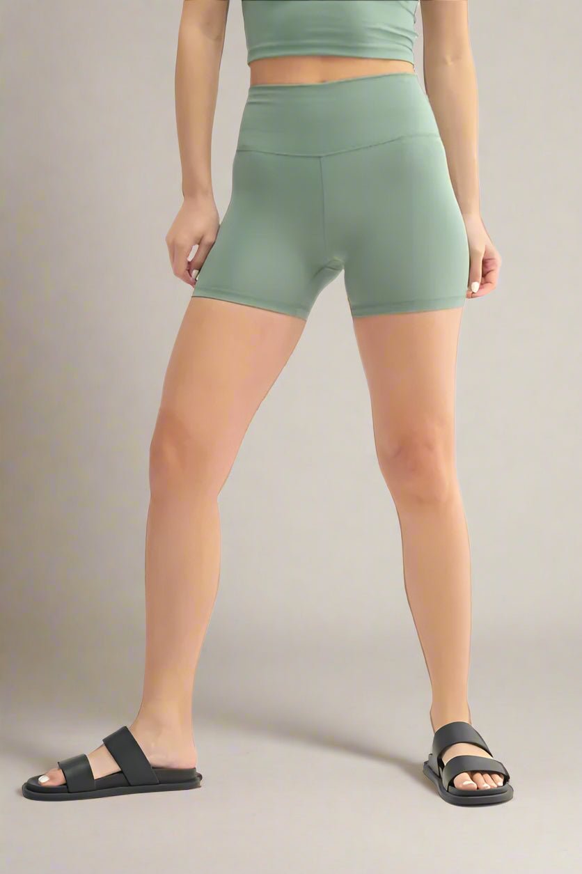 Mono B - High Waist Biker Shorts – Soft Sage