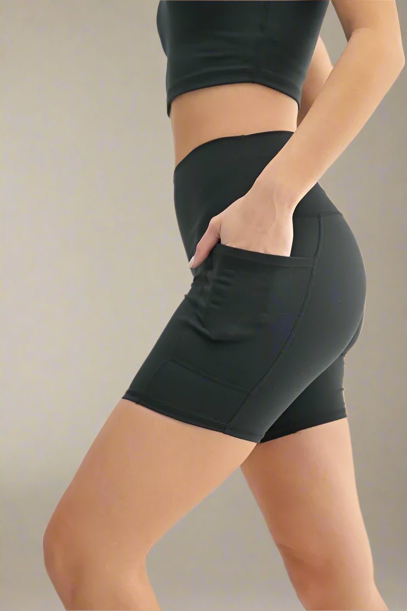 Mono B - High Waist Pocket Biker Shorts in Black