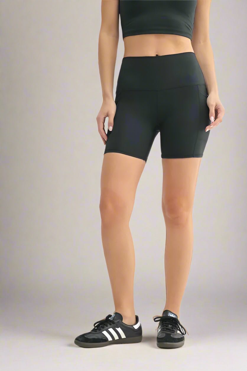 Mono B - High Waist Pocket Biker Shorts in Black