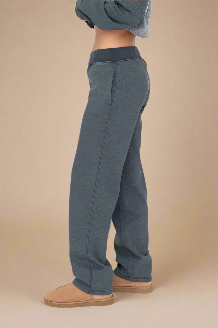 Mono B - Jungle Green Elastic Waist Fleece Pants