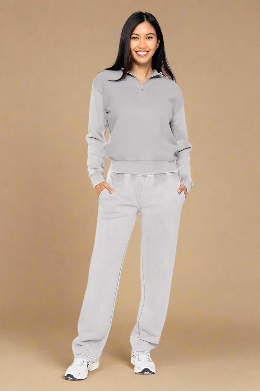 Mono B - Light Gray Elastic Waist Fleece Pants