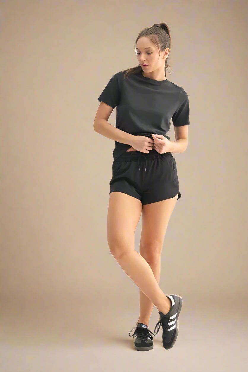 Mono B - Pima Cotton Crewneck Tee in Black