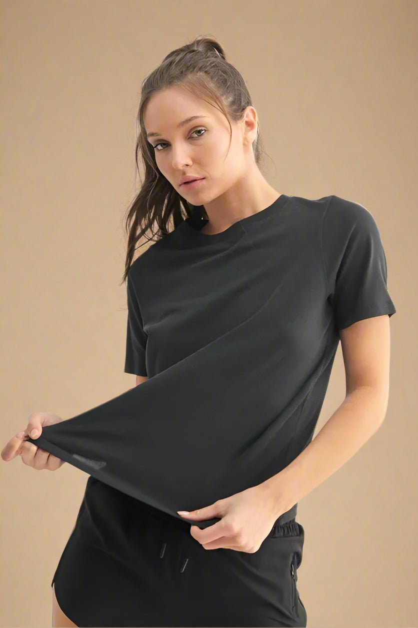 Mono B - Pima Cotton Crewneck Tee in Black