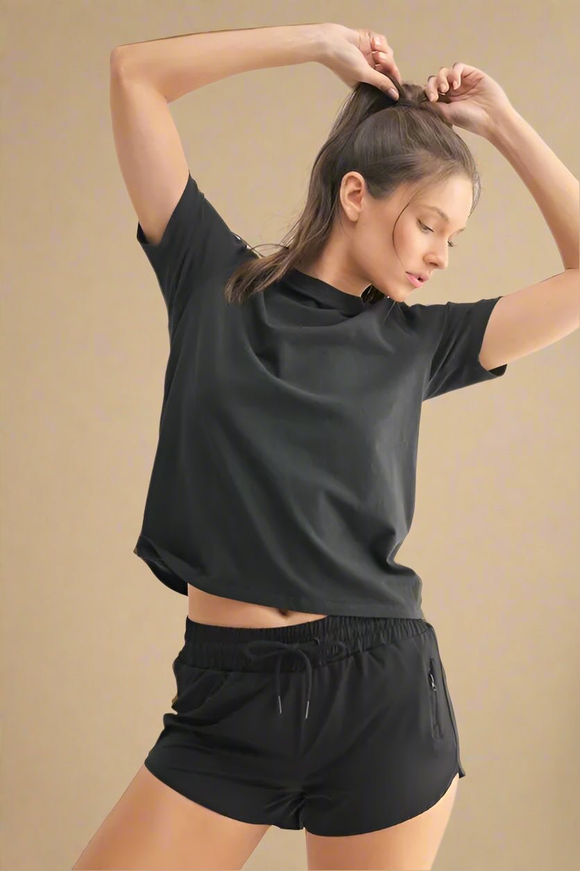 Mono B - Pima Cotton Crewneck Tee in Black