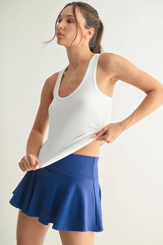 Mono B - Rib Knit Active Tank Top in White